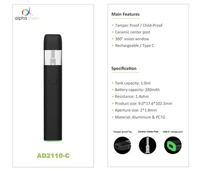 360 de grade Window Ceramic Vape Pen